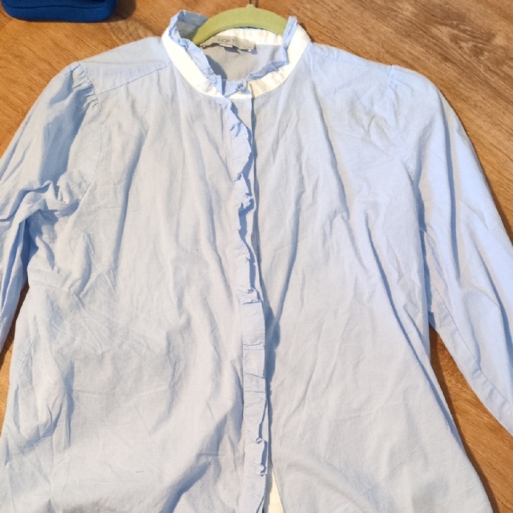 LOFT Blue and White Blouse